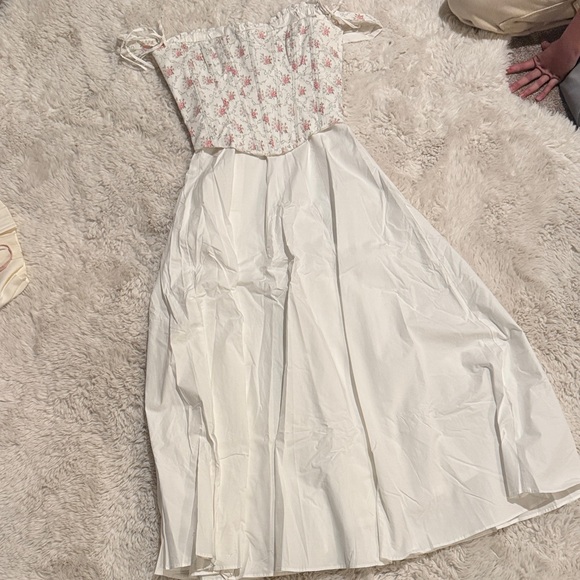 House of CB White Floral Corset Dress xs clarabelle white rose corset print bust - Picture 6 of 9